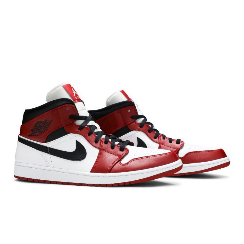 Air Jordan 1 Mid Valkoinen Punainen Musta Miesten Kengät