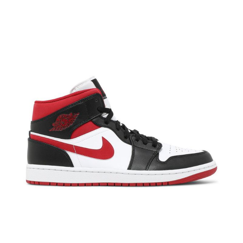 Air Jordan 1 Mid Valkoinen Punainen Musta Miesten Kengät