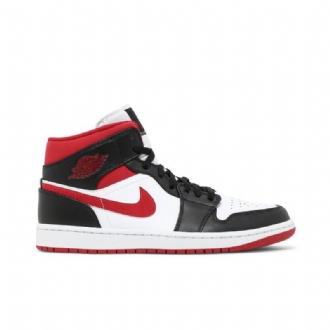 Air Jordan 1 Mid Valkoinen Punainen Musta Miesten Kengät