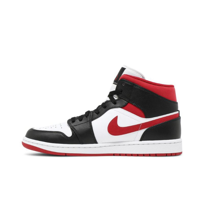 Air Jordan 1 Mid Valkoinen Punainen Musta Miesten Kengät