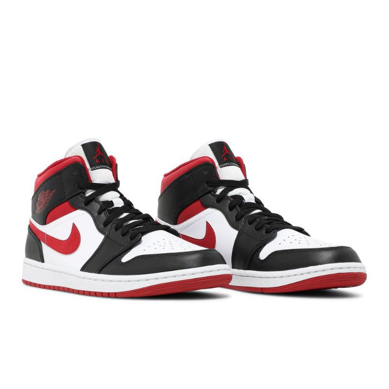 Air Jordan 1 Mid Valkoinen Punainen Musta Miesten Kengät