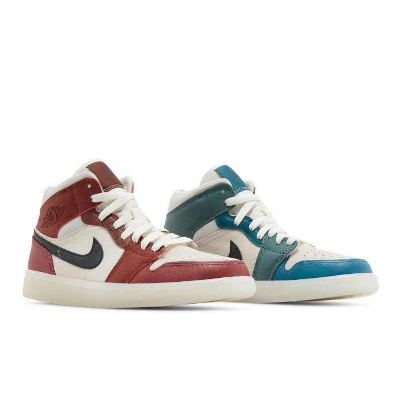 Air Jordan 1 Mid Valkoinen Punainen Vihreä Naisten Kengät