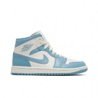 Air Jordan 1 Mid Valkoinen Sininen Naisten Kengät