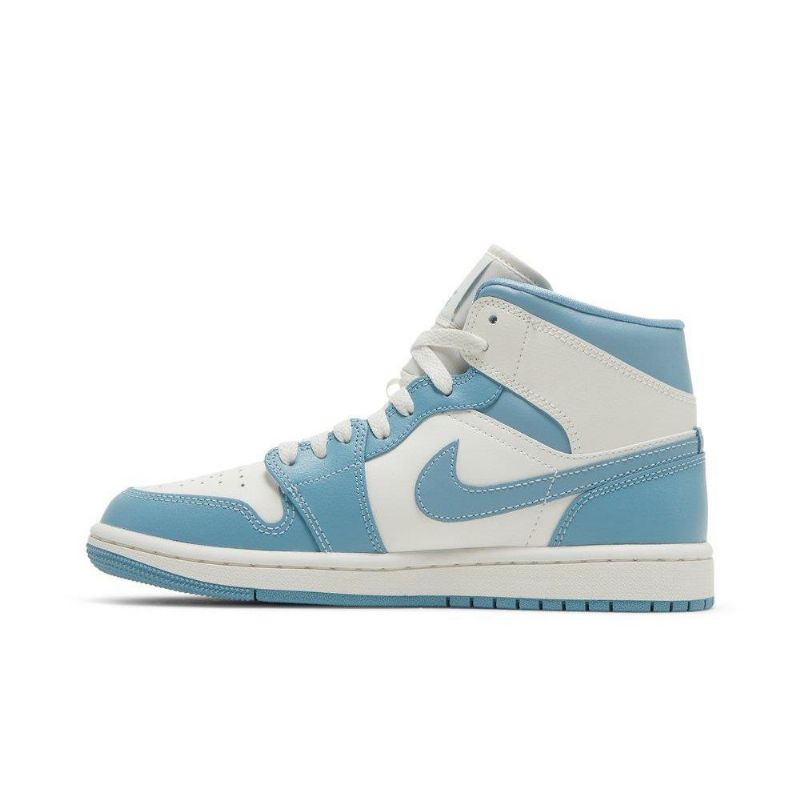 Air Jordan 1 Mid Valkoinen Sininen Naisten Kengät