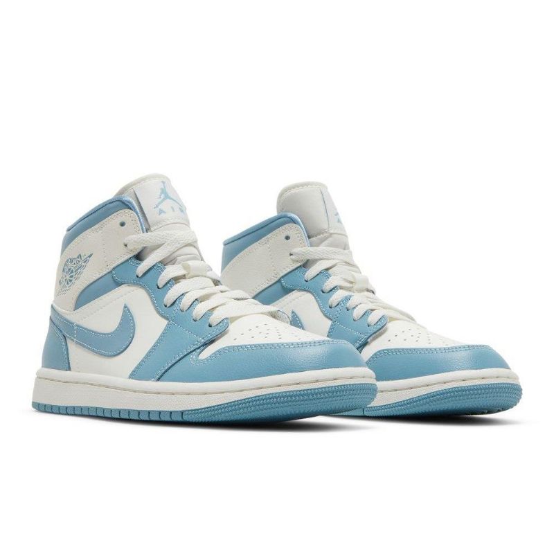 Air Jordan 1 Mid Valkoinen Sininen Naisten Kengät