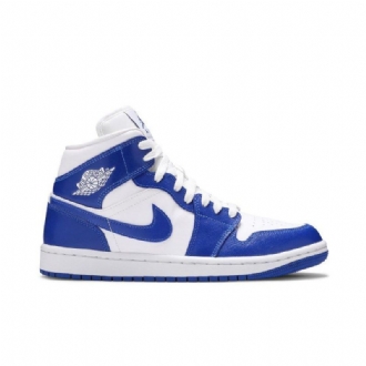 Air Jordan 1 Mid Valkoinen Sininen Naisten Kengät