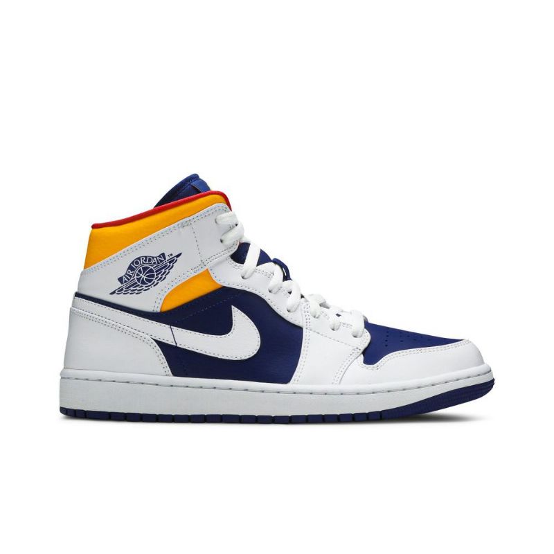 Air Jordan 1 Mid Valkoinen Sininen Oranssi Miesten Kengät