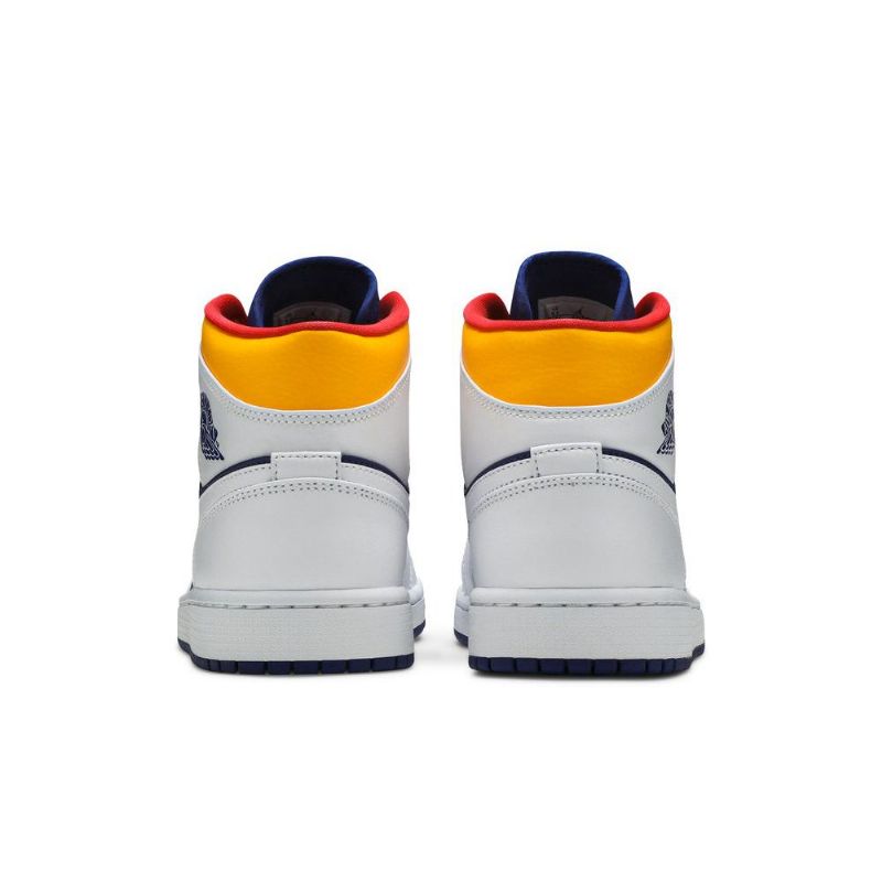 Air Jordan 1 Mid Valkoinen Sininen Oranssi Miesten Kengät