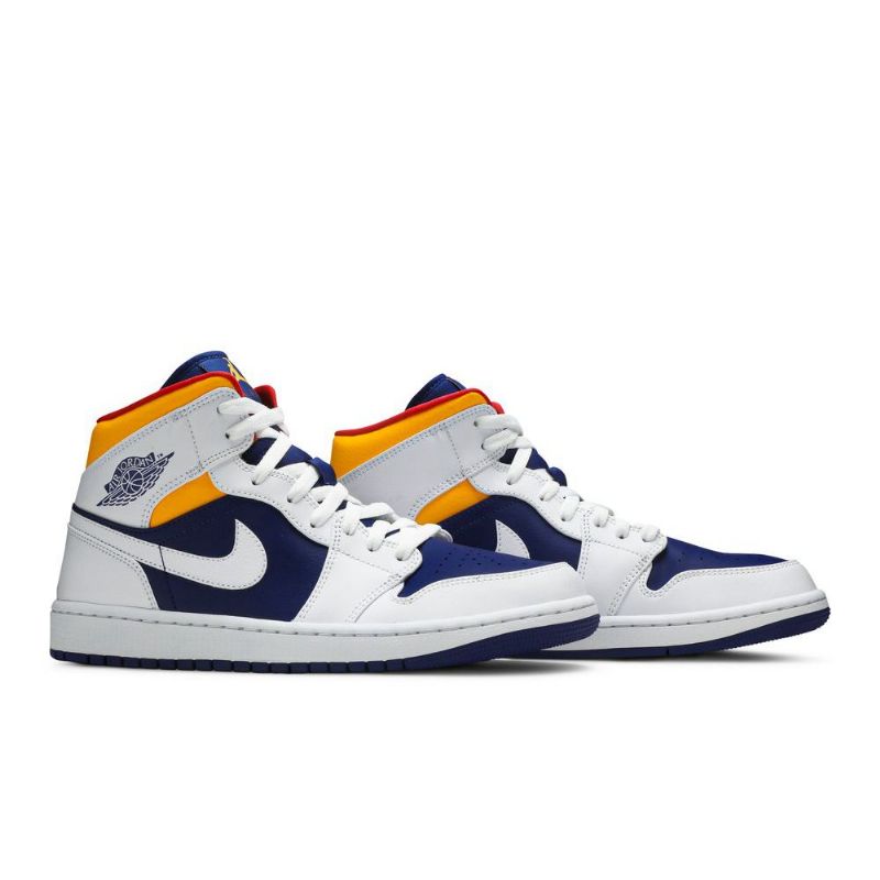 Air Jordan 1 Mid Valkoinen Sininen Oranssi Miesten Kengät