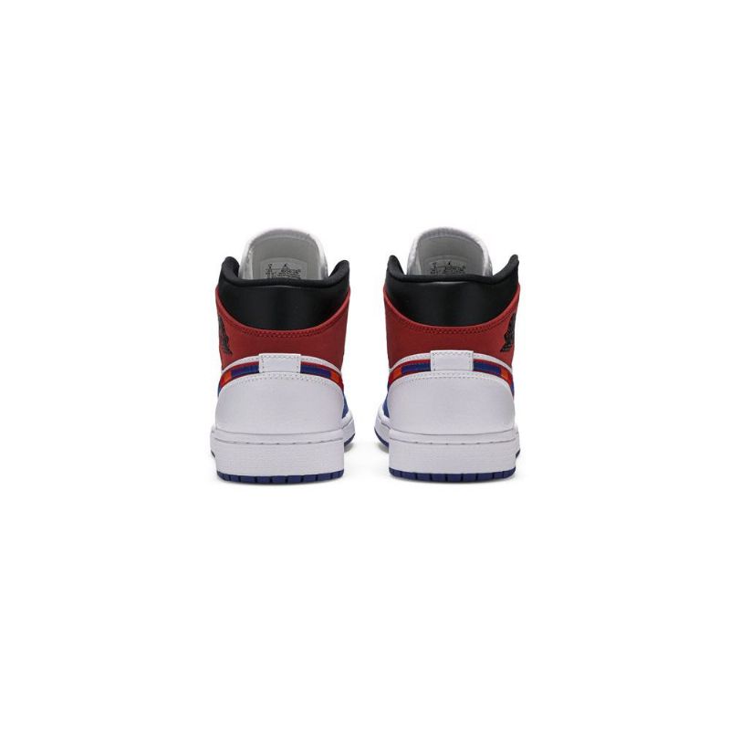 Air Jordan 1 Mid Valkoinen Sininen Punainen Musta Miesten Kengät