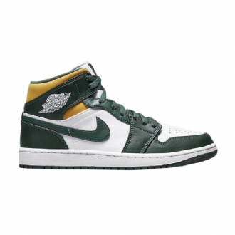 Air Jordan 1 Mid Vihreä Valkoinen Kulta Miesten Kengät