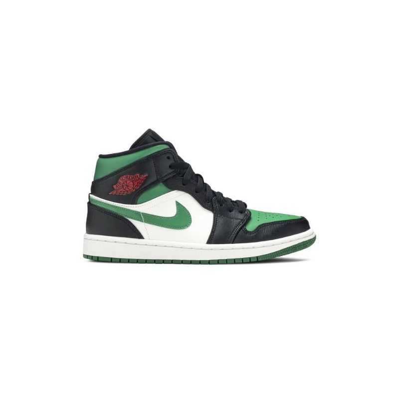 Air Jordan 1 Mid Vihreä Valkoinen Musta Punainen Miesten Kengät