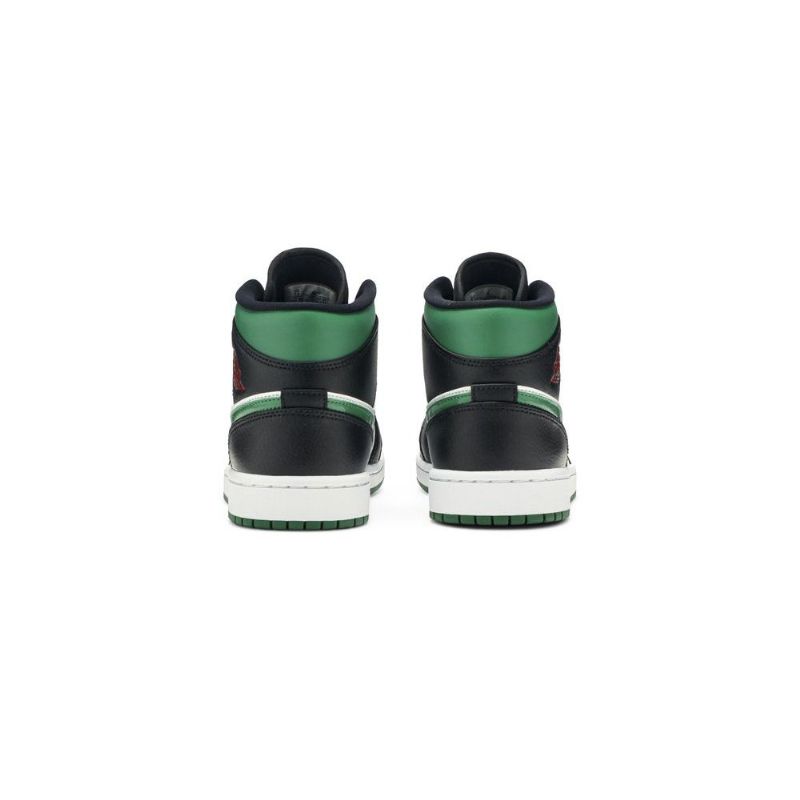 Air Jordan 1 Mid Vihreä Valkoinen Musta Punainen Miesten Kengät