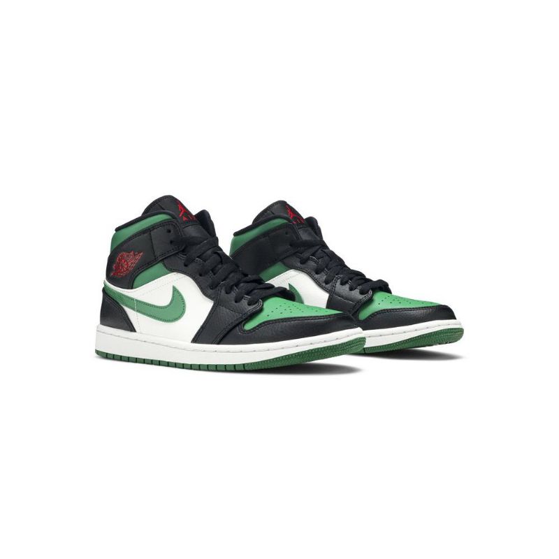 Air Jordan 1 Mid Vihreä Valkoinen Musta Punainen Miesten Kengät