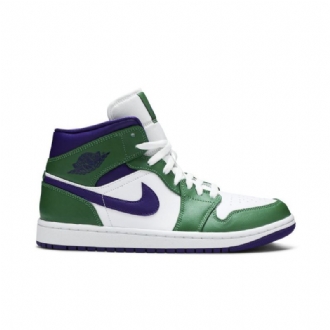 Air Jordan 1 Mid Vihreä Valkoinen Violetti Miesten Kengät