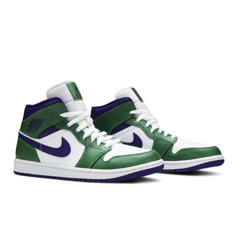 Air Jordan 1 Mid Vihreä Valkoinen Violetti Miesten Kengät