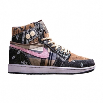 Air Jordan 1 Räätälöidyt Korkeat Mustat Moniväriset Miesten Kengät