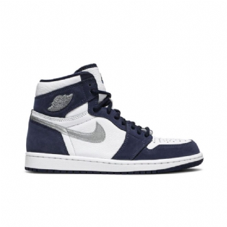 Air Jordan 1 Retro High Co.jp Valkoiset Laivastonsiniset Hopeiset Miesten Kengät