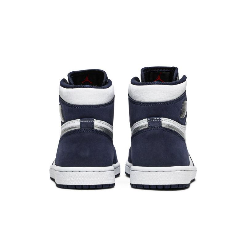 Air Jordan 1 Retro High Co.jp Valkoiset Laivastonsiniset Hopeiset Miesten Kengät