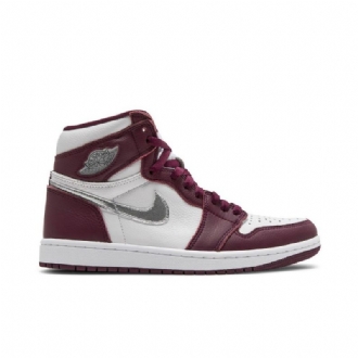 Air Jordan 1 Retro High Og Bordeaux Valkoiset Hopeat Miesten Kengät