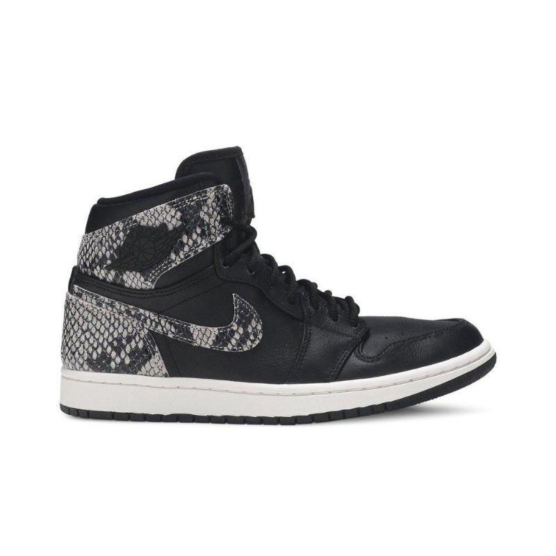 Air Jordan 1 Retro High Premium Mustat Harmaat Naisten Kengät