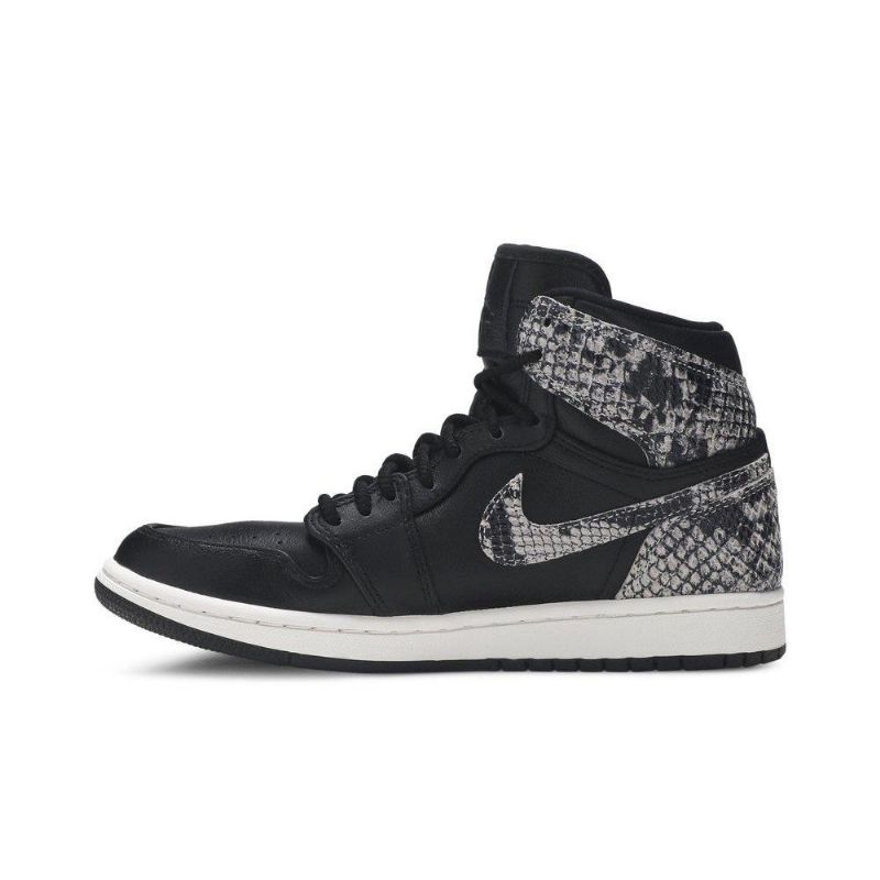 Air Jordan 1 Retro High Premium Mustat Harmaat Naisten Kengät