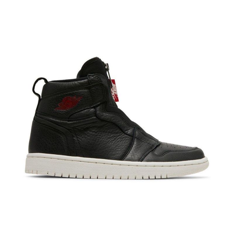 Air Jordan 1 Retro High Zip Mustat Punaiset Naisten Kengät