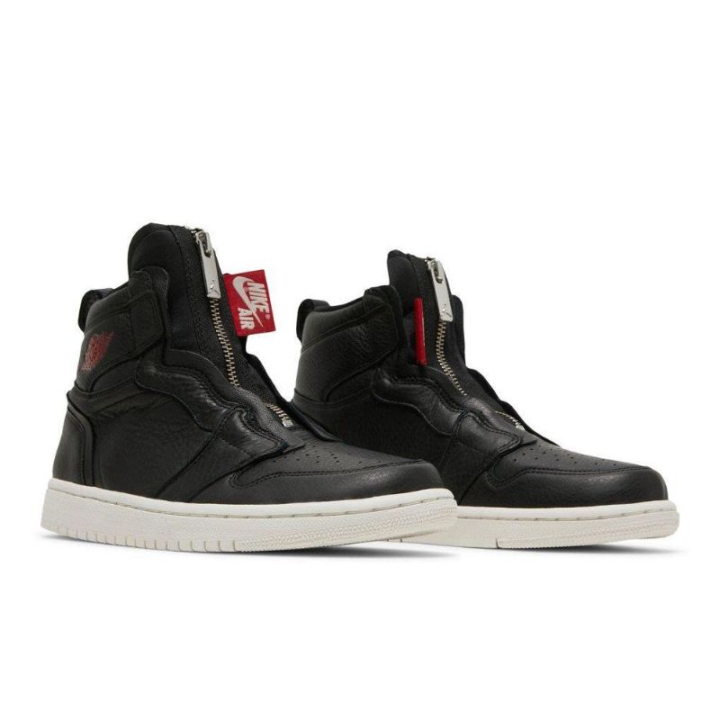 Air Jordan 1 Retro High Zip Mustat Punaiset Naisten Kengät