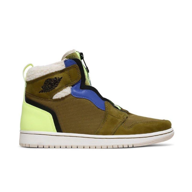 Air Jordan 1 Retro Korkea Vetoketju Oliivinvihreä Vihreä Sininen Naisten Kengät