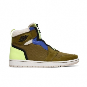 Air Jordan 1 Retro Korkea Vetoketju Oliivinvihreä Vihreä Sininen Naisten Kengät
