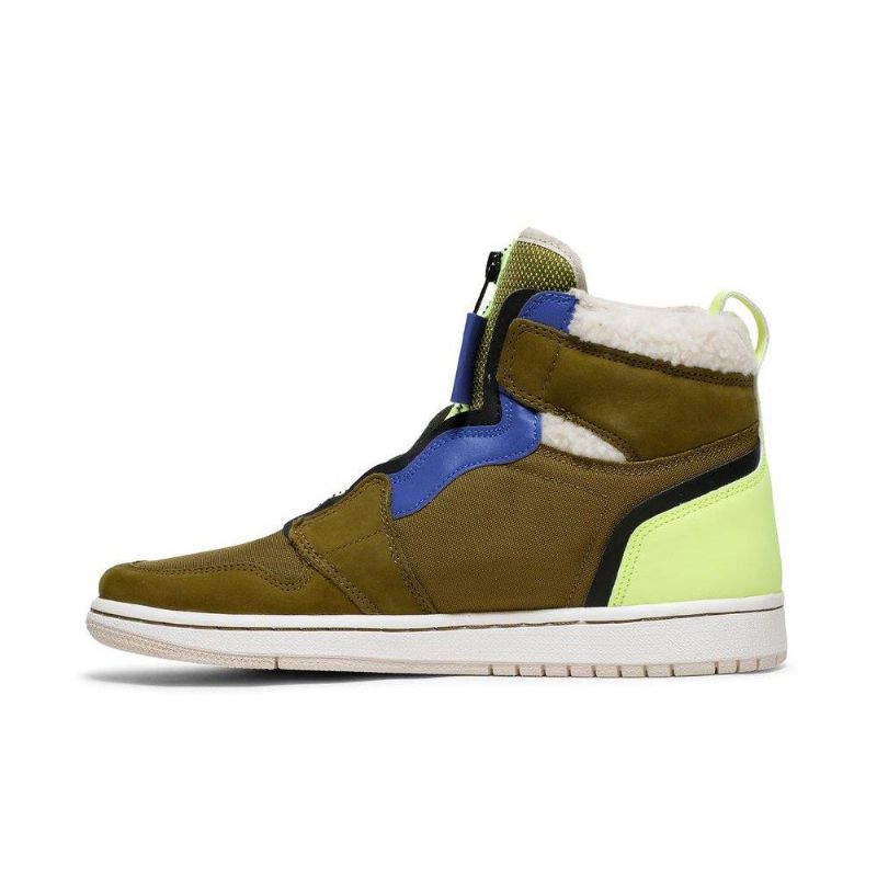 Air Jordan 1 Retro Korkea Vetoketju Oliivinvihreä Vihreä Sininen Naisten Kengät
