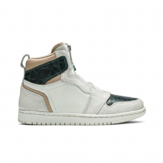 Air Jordan 1 Retro Korkea Vetoketju Valkoinen Vihreä Ruskea Naisten Kengät