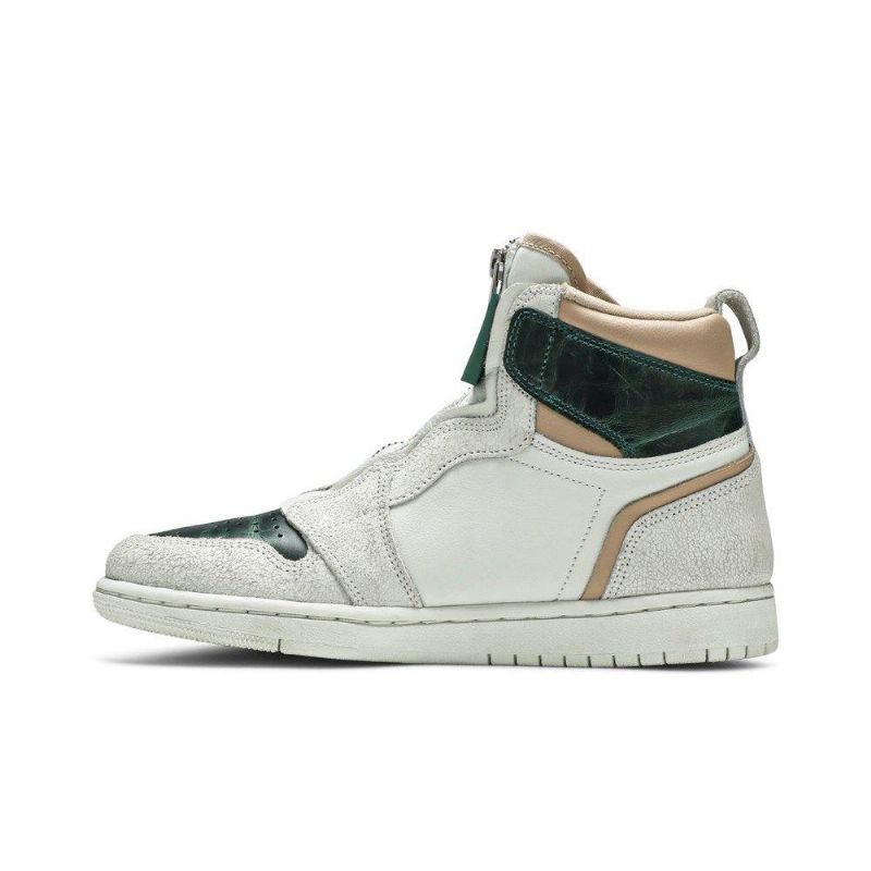 Air Jordan 1 Retro Korkea Vetoketju Valkoinen Vihreä Ruskea Naisten Kengät