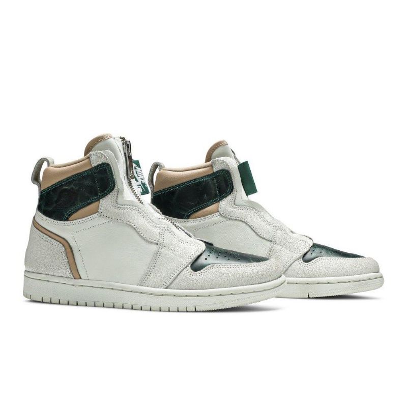 Air Jordan 1 Retro Korkea Vetoketju Valkoinen Vihreä Ruskea Naisten Kengät