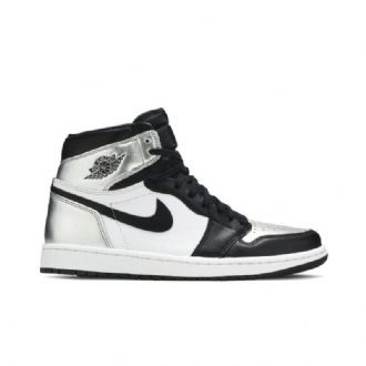 Air Jordan 1 Retro Korkeat Ja Mustat Hopeiset Naisten Kengät