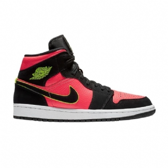 Air Jordan 1 Retro Mid Musta Vaaleanpunainen Vihreä Naisten Kengät