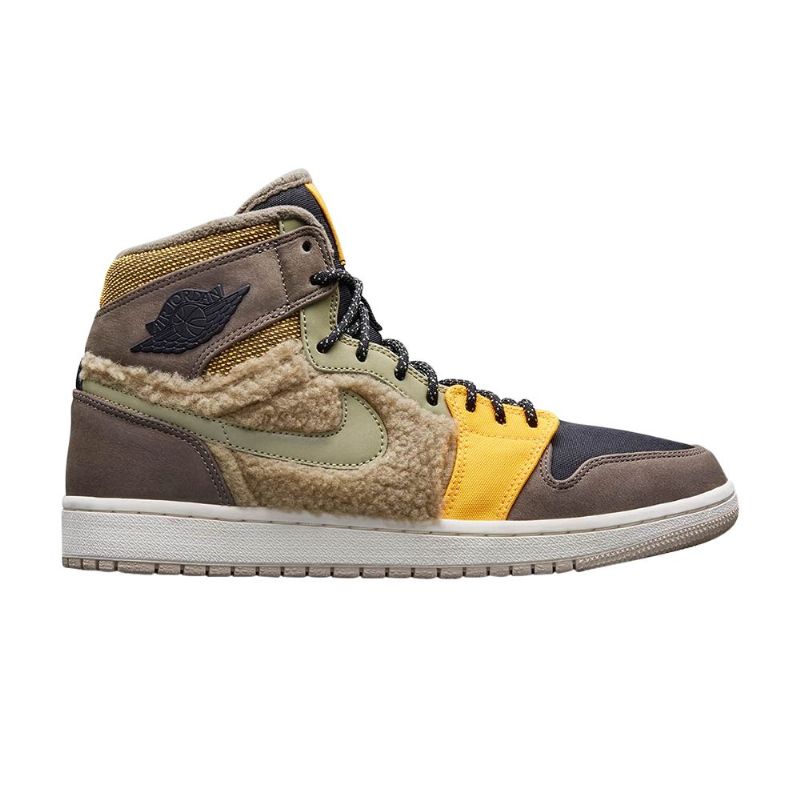 Air Jordan 1 Retroruskeat Oliivinvihreät Keltaiset Mustat Naisten Kengät