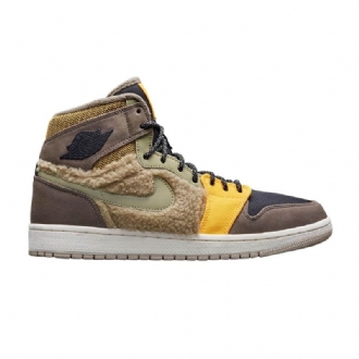 Air Jordan 1 Retroruskeat Oliivinvihreät Keltaiset Mustat Naisten Kengät