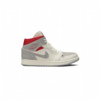 Air Jordan 1 Sneakersnstuff Mid Valkoinen Harmaa Punaiset Miesten Kengät