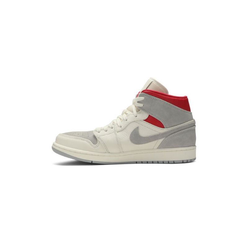 Air Jordan 1 Sneakersnstuff Mid Valkoinen Harmaa Punaiset Miesten Kengät