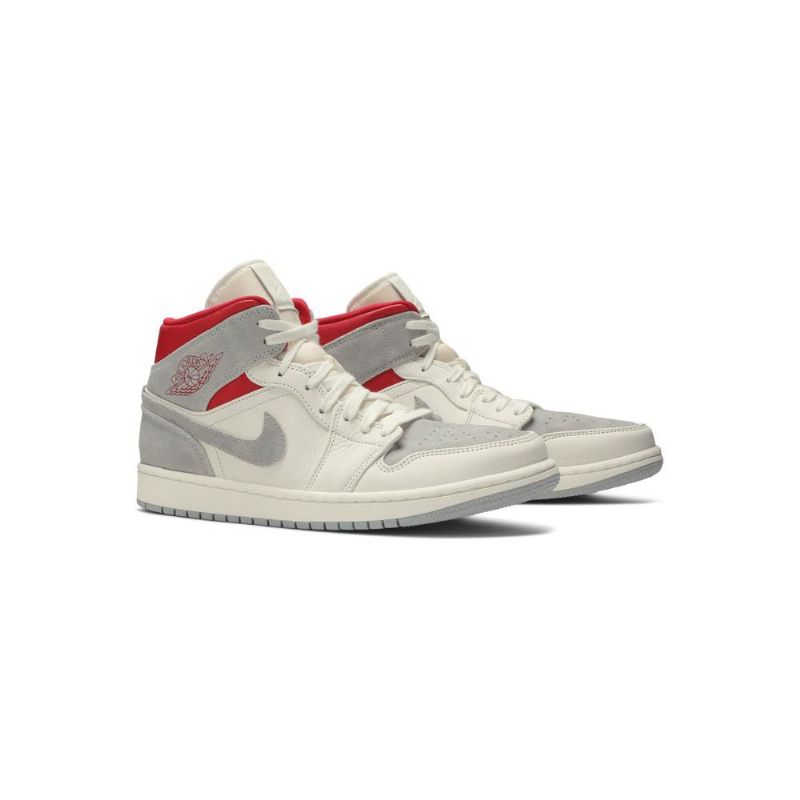 Air Jordan 1 Sneakersnstuff Mid Valkoinen Harmaa Punaiset Miesten Kengät