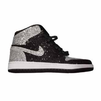 Air Jordan 1 The Shoe Surgeon Mustat Hopeiset Miesten Kengät