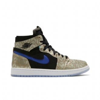 Air Jordan 1 Zoom Comfort Kultaiset Mustat Siniset Miesten Kengät
