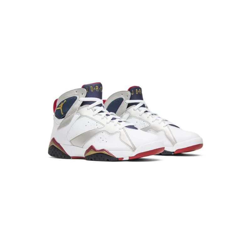Air Jordan 7 Retro Valkoinen Kulta Tummansininen Sininen Punainen Miesten Kengät