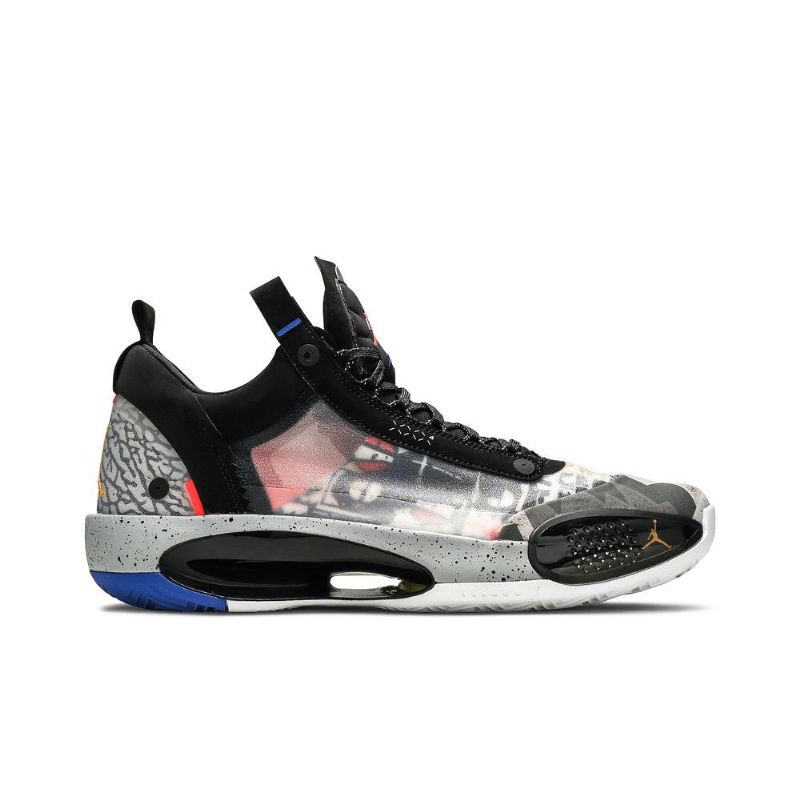 Air Jordan 34 Low Pf Mustat Oranssinharmaat Miesten Kengät