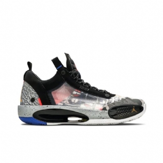 Air Jordan 34 Low Pf Mustat Oranssinharmaat Miesten Kengät