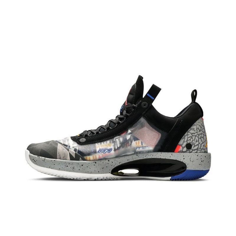Air Jordan 34 Low Pf Mustat Oranssinharmaat Miesten Kengät