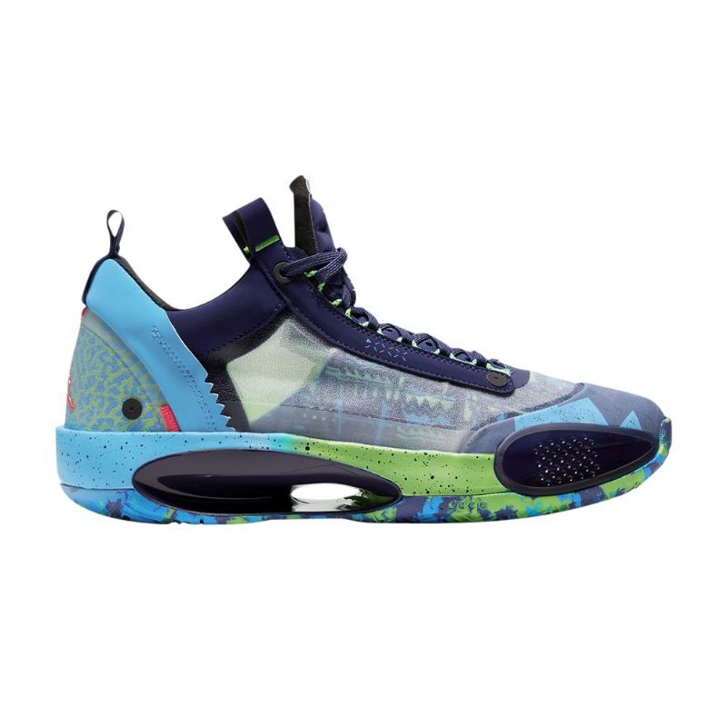 Air Jordan 34 Matala Violetti Vihreä Sininen Harmaa Miesten Kengät