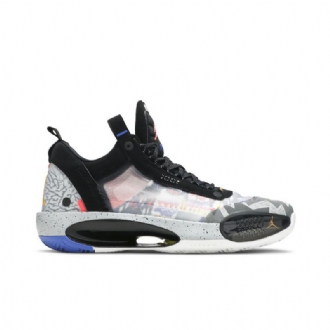 Air Jordan 34 Matalat Mustat Oranssinharmaat Miesten Kengät