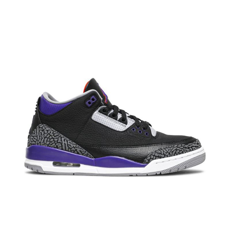 Air Jordan 3 Retro Musta Harmaa Purppura Valkoinen Miesten Kengät